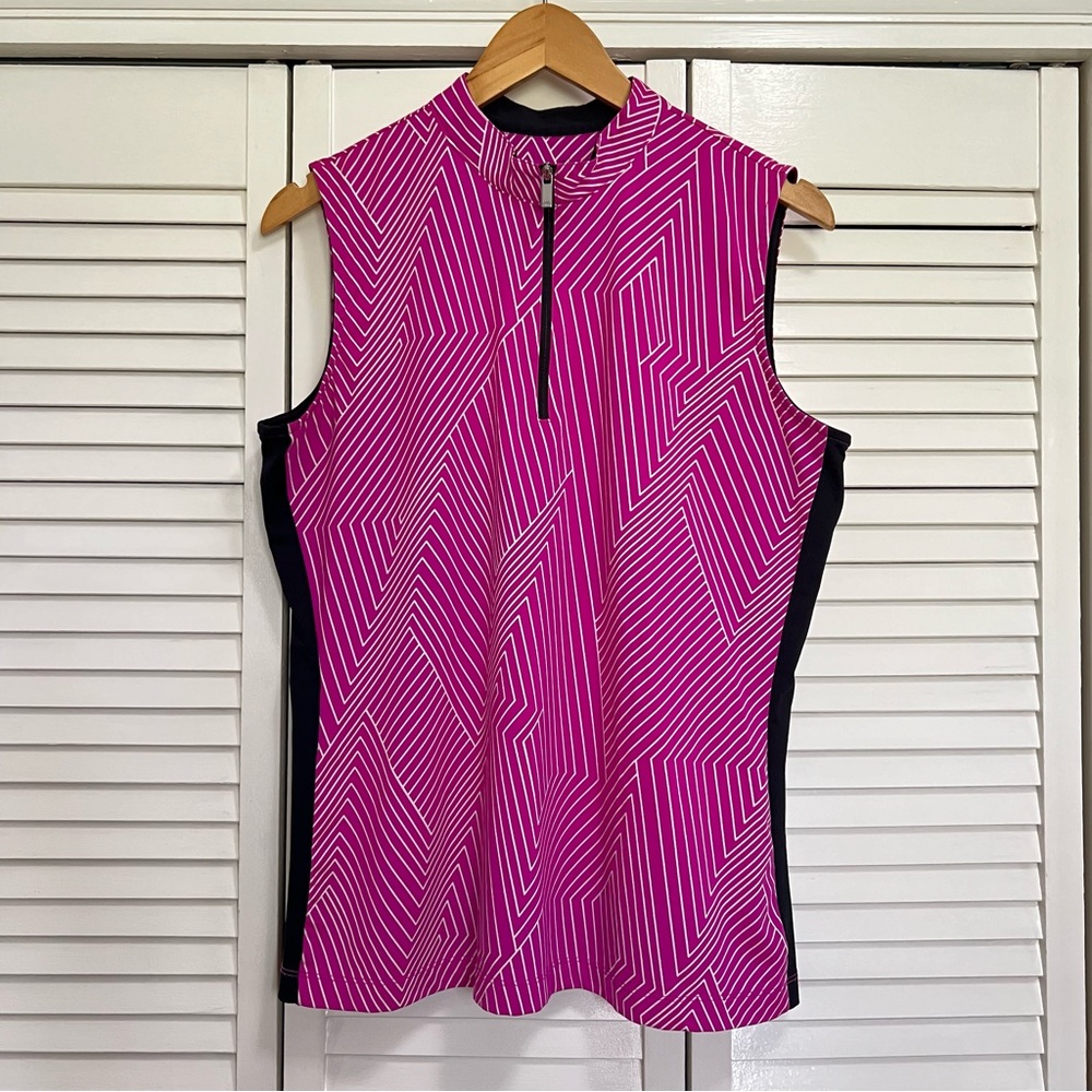 Tail Women’s Quarter Zip Mock Neck Sleeveless Golf Polo Large